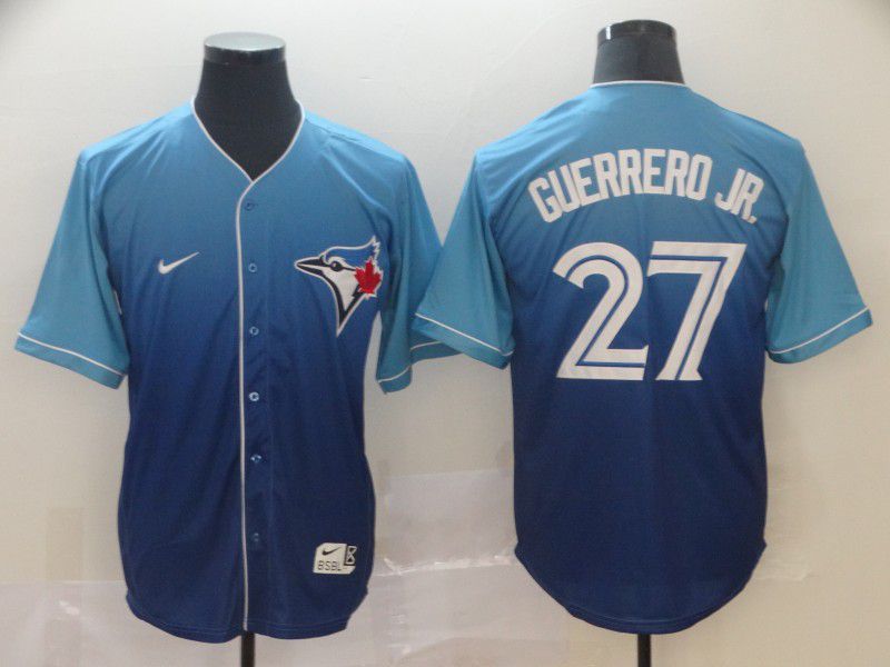 Men Toronto Blue Jays #27 Guerrero jr Blue Nike Fade MLB Jersey